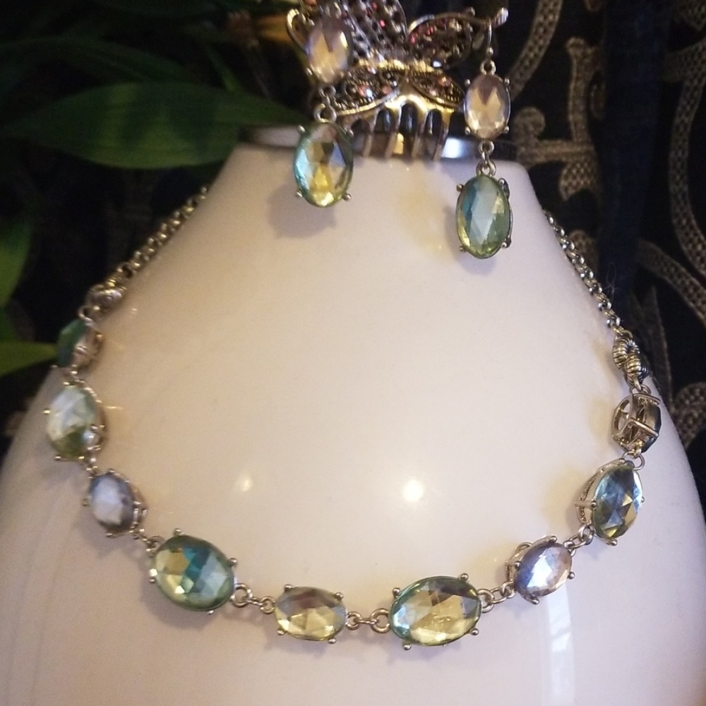 Set of Prasiolite earrings n neckles